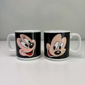 Vintage Applause Disney Mickey and Minnie Mouse Coffee Mugs (Set of 2)